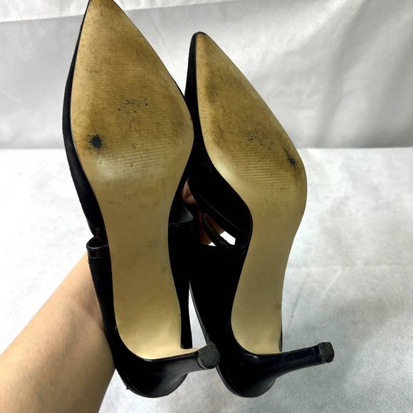 Nine West Strap Slip On Pumps Kitten Heel Black Size 9M - Picture 8 of 10